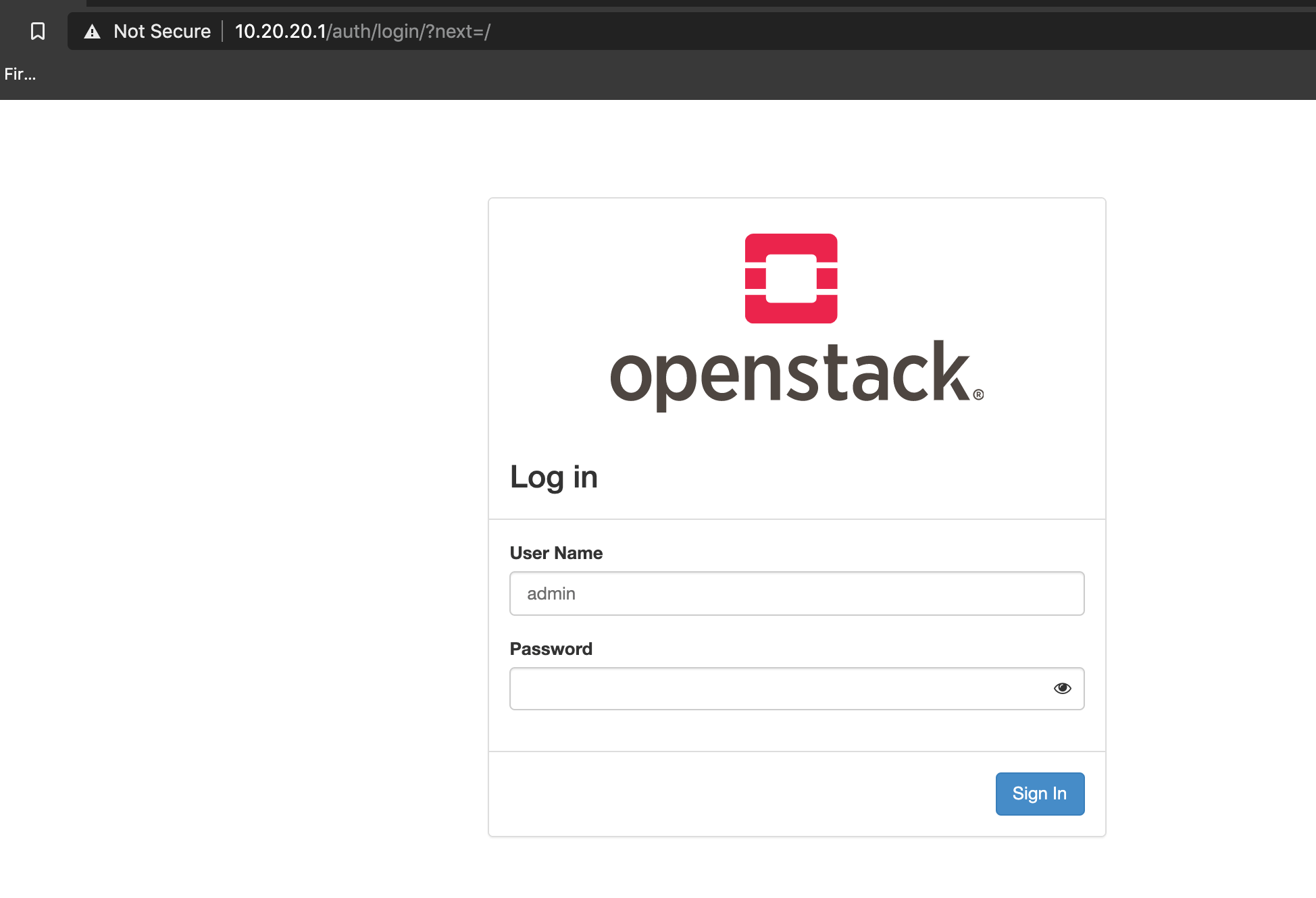 MicroStack Login Page